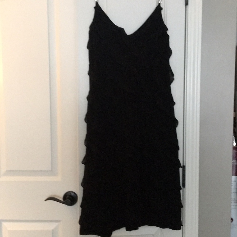 Ruffled cocktail dress with spaghetti straps